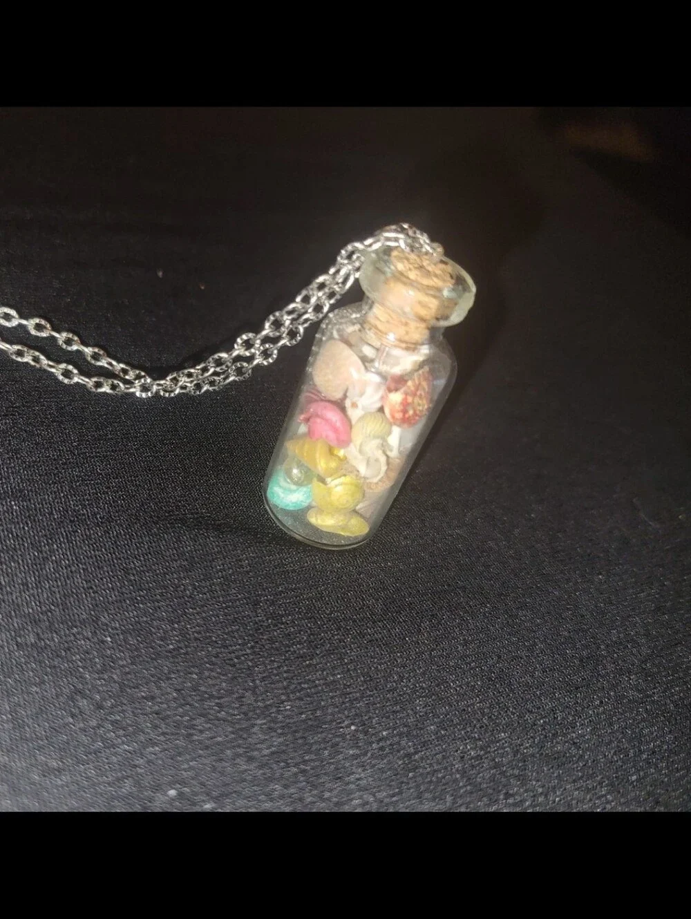 Handmade Mini Glass Bottle Seashell Pendant Necklace